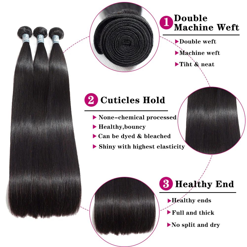 Straight Hair 3 Bundles 10A 100% Human Virgin Hair No Tangles - Amanda Hair - Image 6