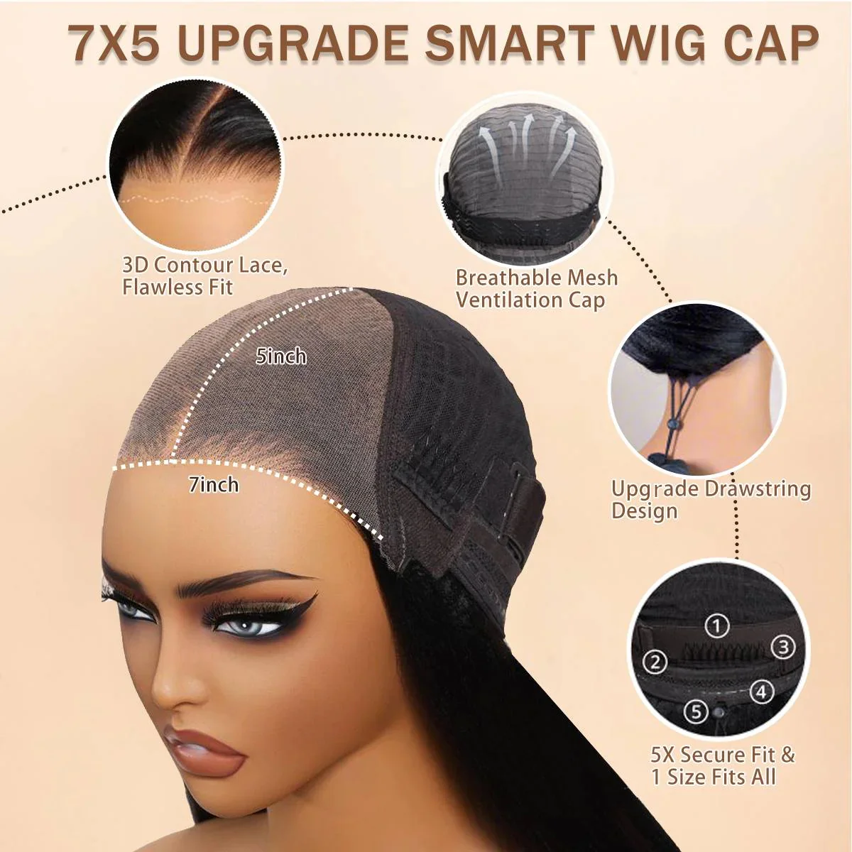 Kinky Straight 7x5 / 13x6 HD Transparent Lace Front Wigs 100% Human Virgin Hair For Women  -Amanda Hair - Image 7